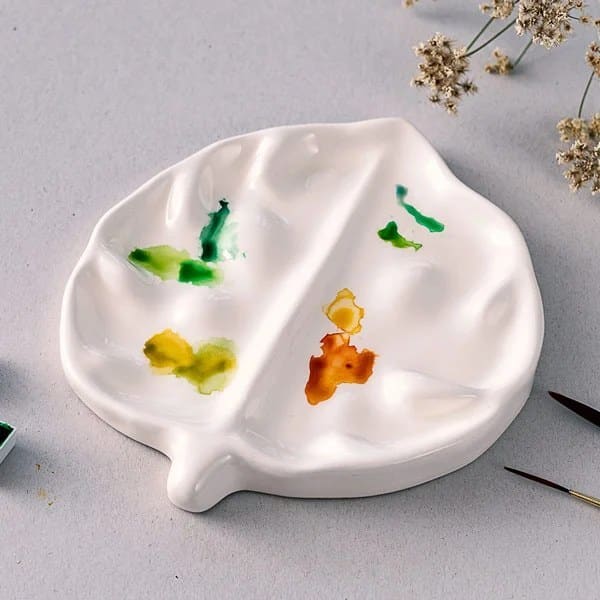 Vanda Ceramic Palette – Monstera Leaf Design پالت سرامیکی وندا طرح برگ انجیری